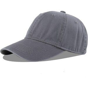 Unisex Grey Baseball Cap Cotton Soft Fits Washed Denim Adjustable Hats